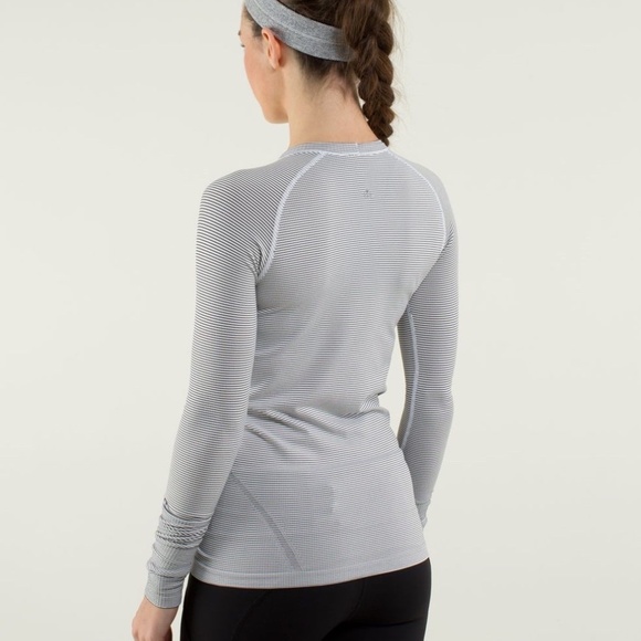 Lululemon Run Swiftly Tech Long Sleeve Crew Stripe Black White - 12 - Picture 3 of 14